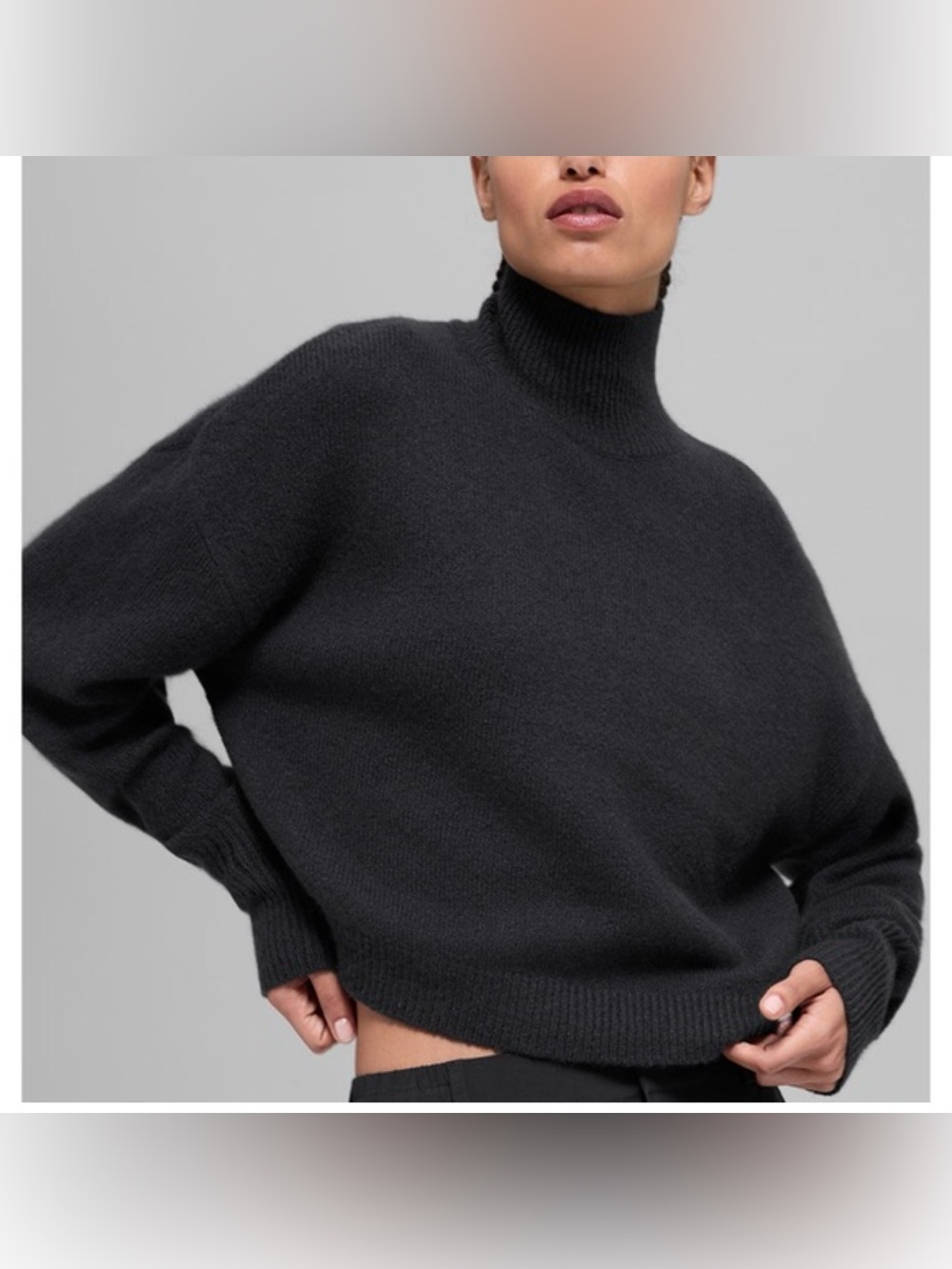 A New Day Dark Gray Mock Neck Turtleneck Knit Pullover Sweater - Size L